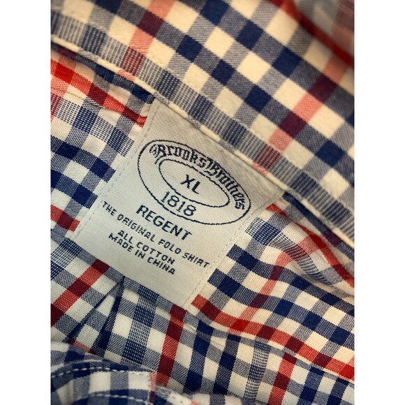Brooks Brothers Button Shirt Mens XL Short Sleeve 1818 Regent Plaid Cotton Camp - Picture 5 of 6
